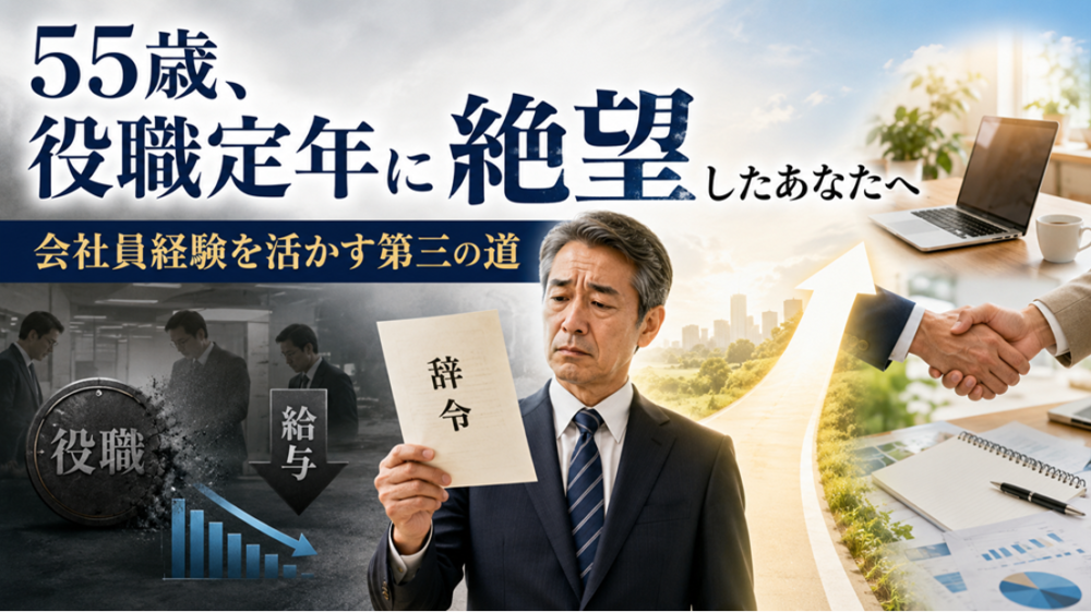 55歳、役職定年に絶望したあなたへ。会社員経験を活かす「第三の道」